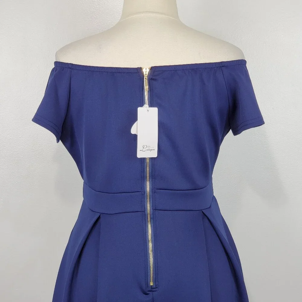 Lalagen Special Occasion Off-Shoulder 1950's Style Pleated Dress NEW NWT Size XL - Picture 9 of 13